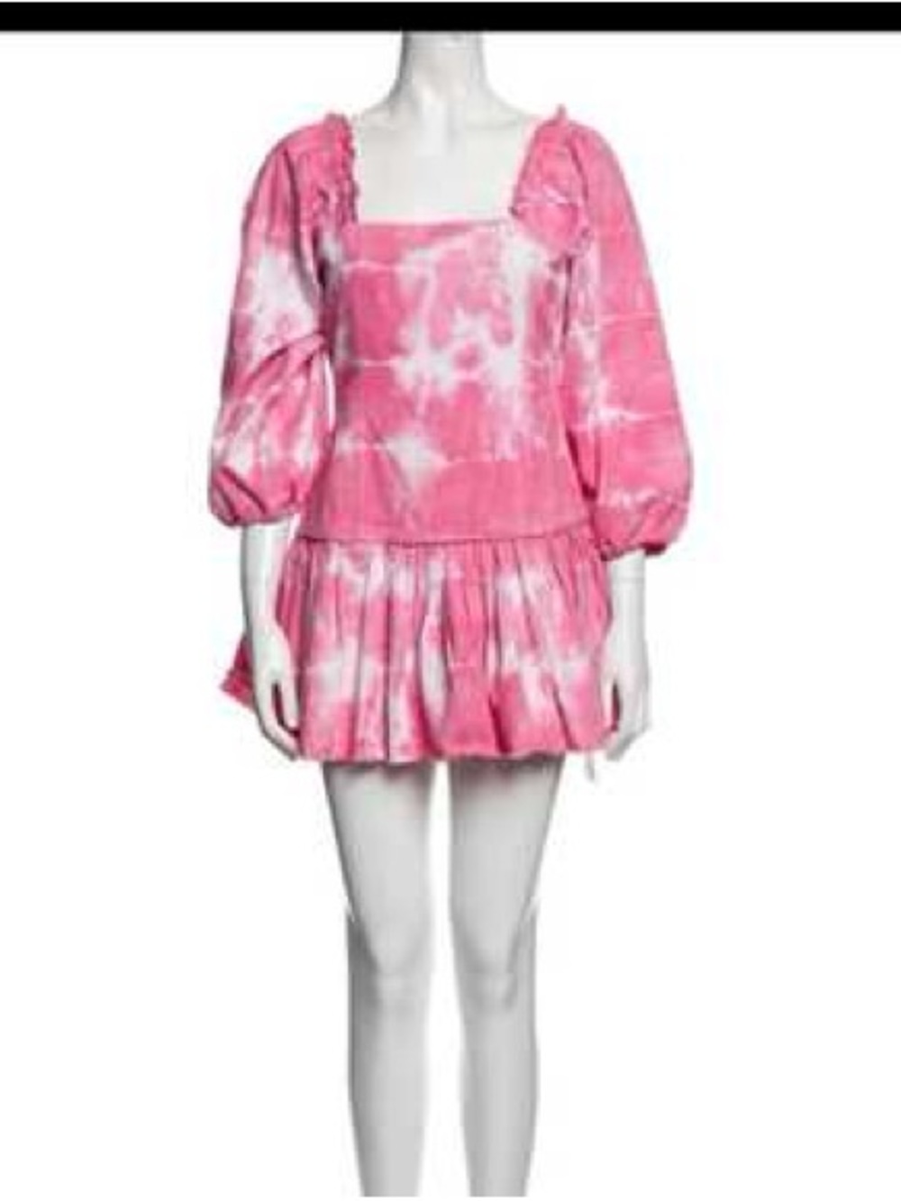 LoveShackFancy Pink Tie-Dye Denim Mini Dress